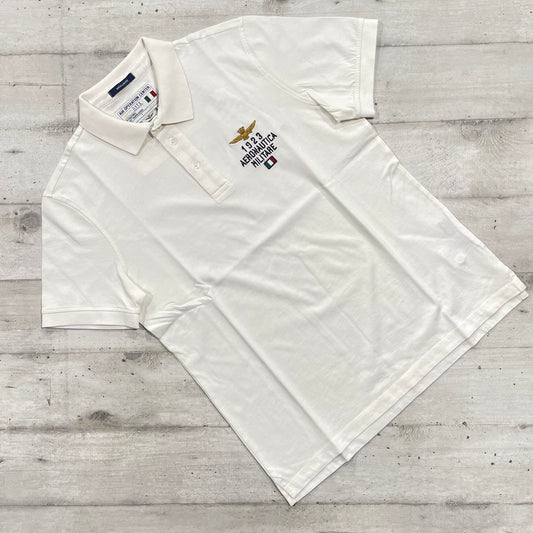 Polo Aeronautica Militare 100% cotton white small logo